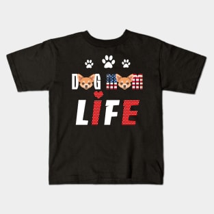 Chihuahua Mom Life Patriotic America 4Th Of July Kids T-Shirt